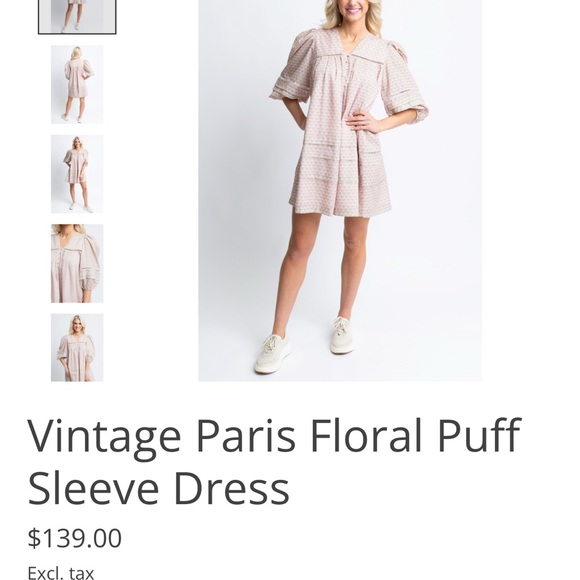 Karlie Pink Patterned Puff Sleeve Dress - Picture 3 of 5